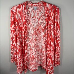 Chicos Cardigan Womens 3 Long Sleeve  Open Front Jacket 100% Linen Top